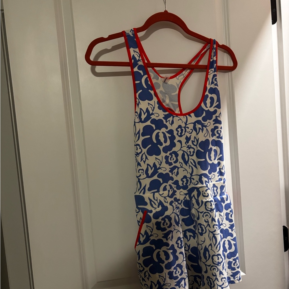 Free People Blue and White Floral Jumpsuit